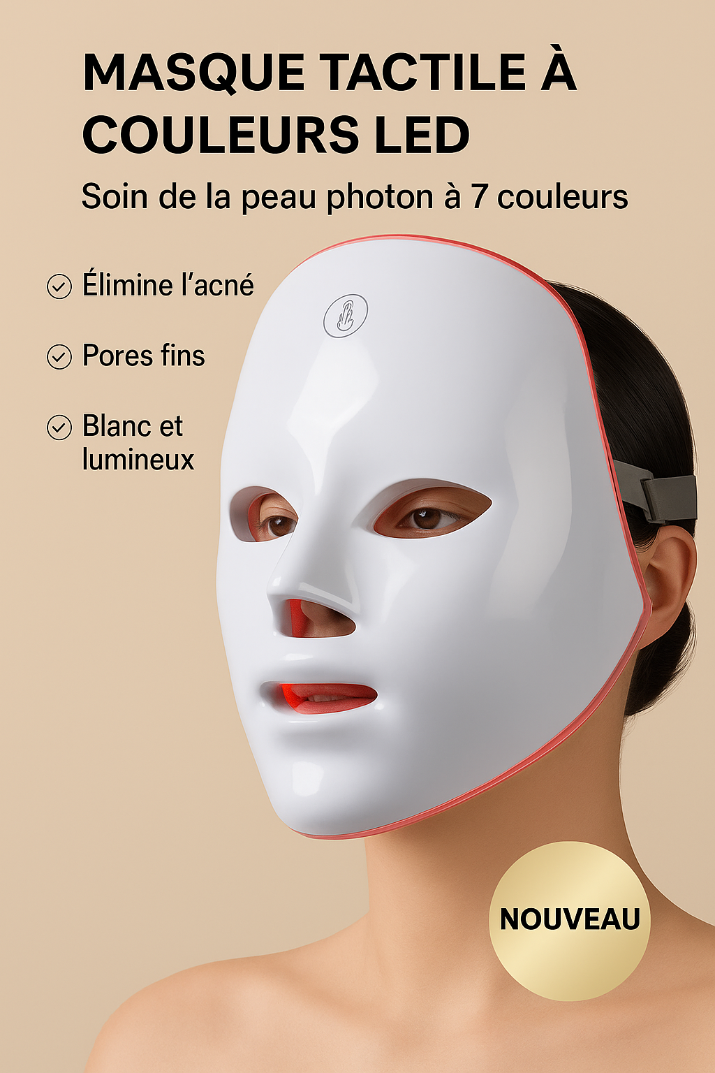 Masque LED Tactile 7 Couleurs – Soin Photons pour une Peau Parfaite et Lumineuse