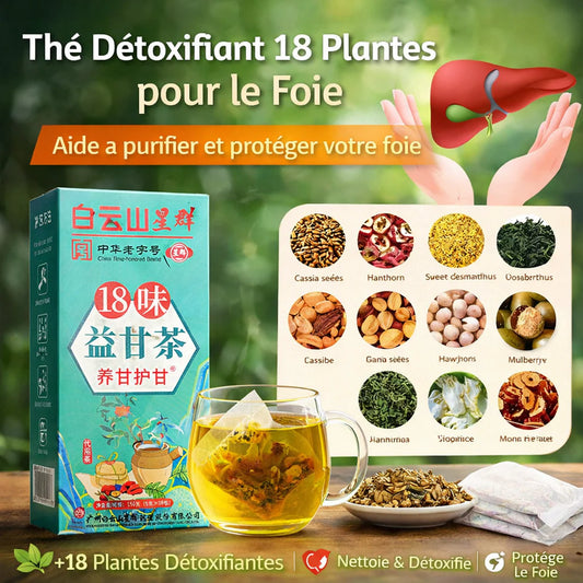 Thé Détoxifiant Naturel 18 Plantes – Purifie, Nettoie & Protège le Foie