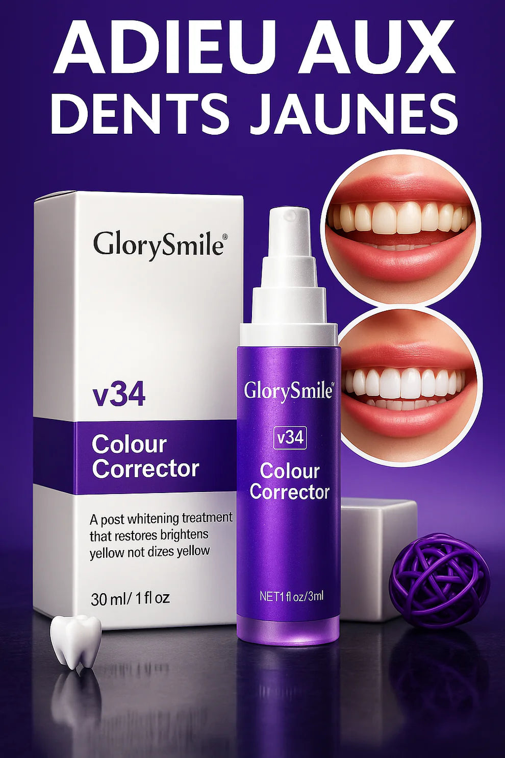 ✨ Adieu aux Dents Jaunes avec le Correcteur de Couleur GlorySmile v3